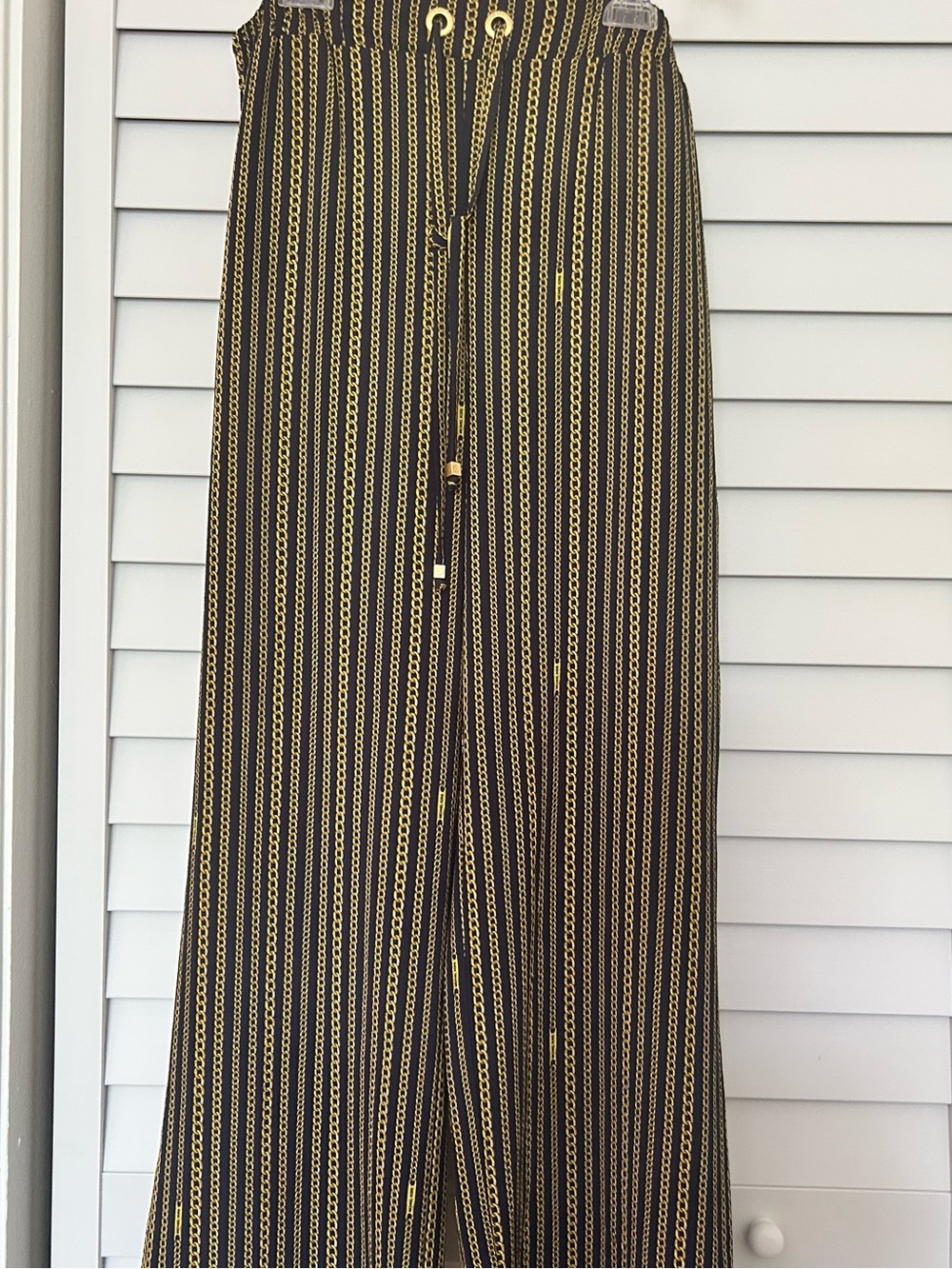 Michael Kors Navy and Gold Chain-Stripe Maxi Pant